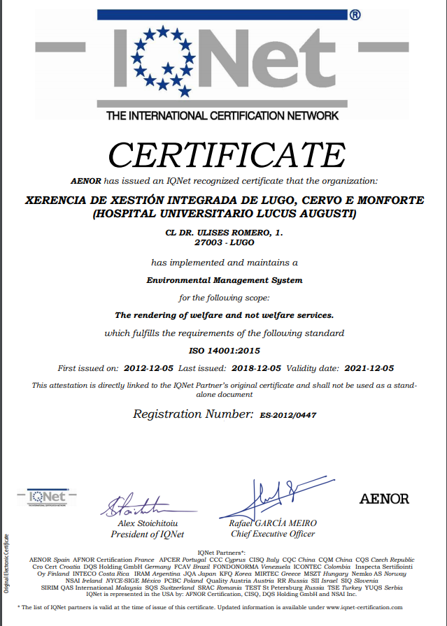 Certificado IQNET Gestión Ambiental